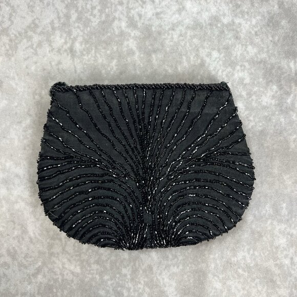 Maxfactor & Co. VTG Black Beaded Evening Clutch – Handmade – Strap Removed - Picture 5 of 6